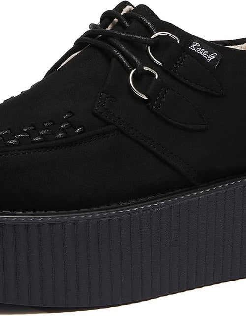 Load image into Gallery viewer, Women'S Handmade Suede Lace up Flat Platform Creepers Shoe
