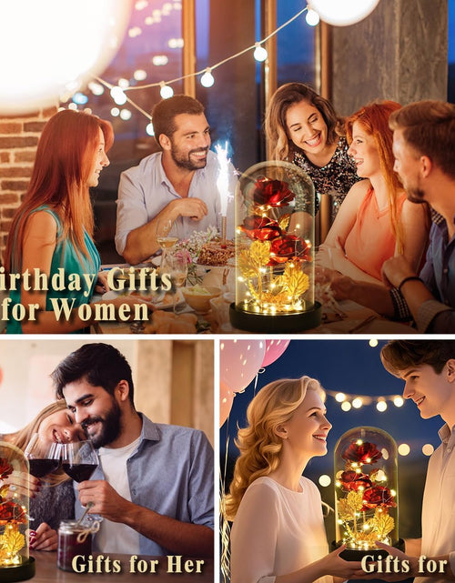 Load image into Gallery viewer, Valentines Day Rose Gifts for Her Galaxy Flower Rose in Glass Dome with 2 Light Modes,Enchanted Rose Light up Rose Valentines Anniversary Birthday Gifts for Wife Girlfriend Women Mom Best Friend Her
