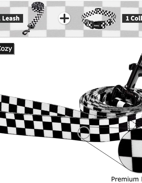 Load image into Gallery viewer, Dog Collar and Leash Set for Daily Outdoor Walking Running Training, Chess Board Design for Large Boys Girls Dogs Cats Pets, L-Up to 80LBS
