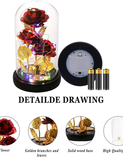 Load image into Gallery viewer, Valentines Day Rose Gifts for Her Galaxy Flower Rose in Glass Dome with 2 Light Modes,Enchanted Rose Light up Rose Valentines Anniversary Birthday Gifts for Wife Girlfriend Women Mom Best Friend Her
