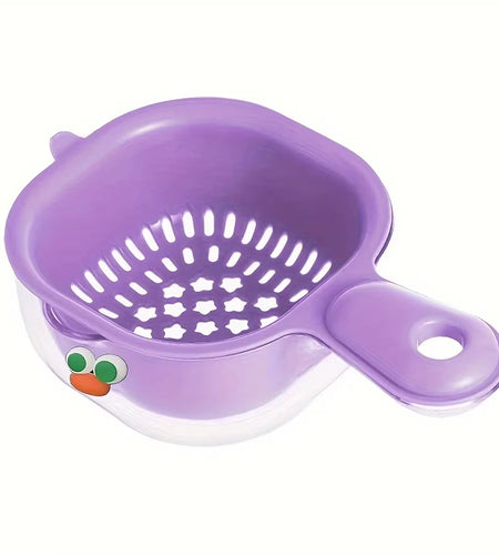 Dopamine Cute Handle Drain Basket Filter Double Layer 2-In-1 Thickened Vegetable Basket Wash Fruit Basin for Home Use
