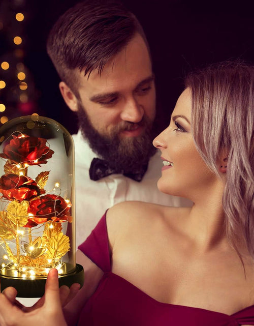 Load image into Gallery viewer, Valentines Day Rose Gifts for Her Galaxy Flower Rose in Glass Dome with 2 Light Modes,Enchanted Rose Light up Rose Valentines Anniversary Birthday Gifts for Wife Girlfriend Women Mom Best Friend Her
