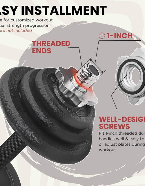 Load image into Gallery viewer, Threaded Dumbbell Handles/Adjustable Dumbbell Bar Handles - Fit 1 Inch Standard Weight Plate - Weightlifting Accessories - Sold in Pair
